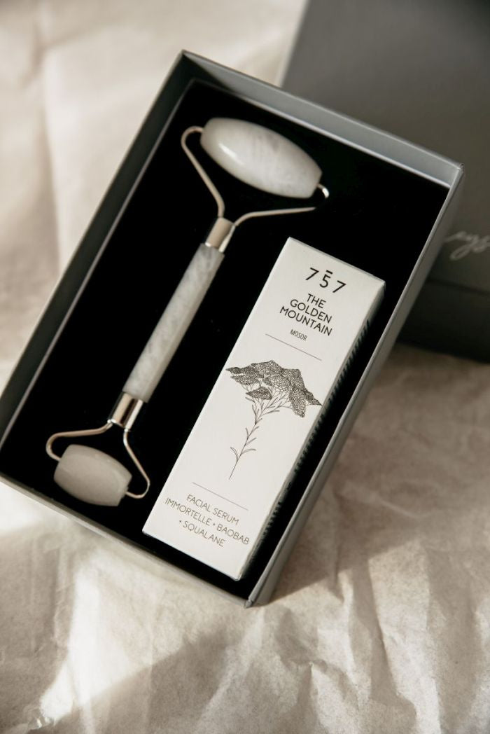 Gift Box - The Golden mountain Serum & White Jade Roller